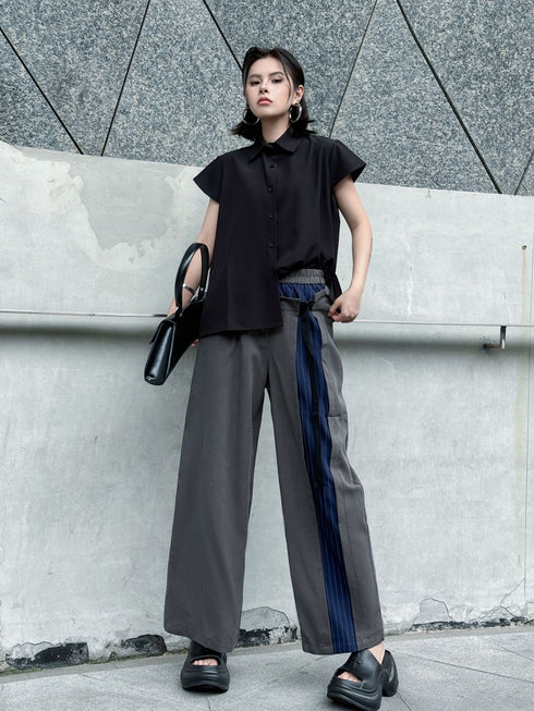 Stripe Panel Wide Pants